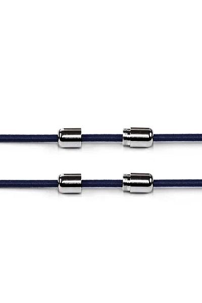 hapshoe Adjustable 1 Pair Navy Blue Screw Capsule Tip Round Rubber Practical Laces
