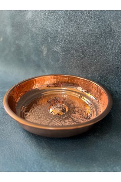 TİKHA HOME Copper Bath Tasi with Motif, Patterned