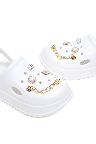 R&B Ivory WoMen's's Jibbitz Slingback Clogs