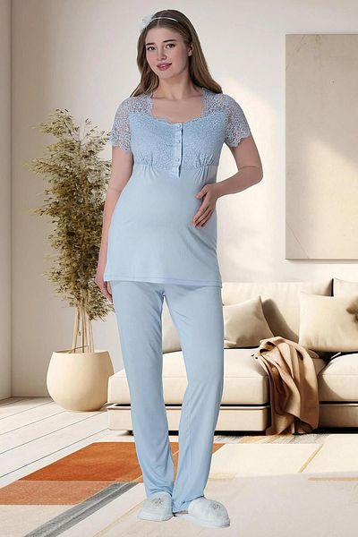 Mavelle Women's Lace Detailed Maternity Pajama Set 6009