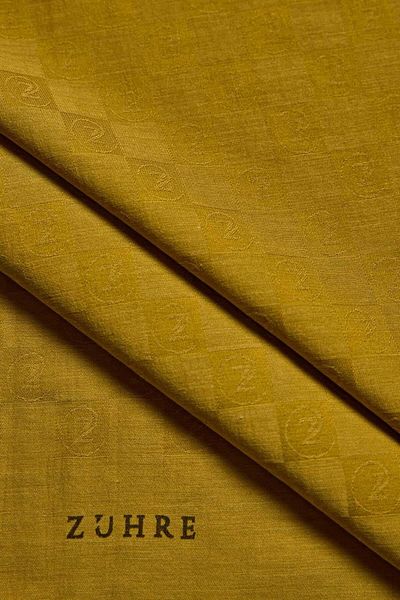 Zühre Monogram Patterned Mustard Seher Shawl 0106