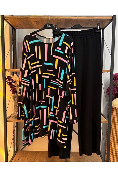 ÖZNE BUTİK Women's 100% Cotton Lycra Viscose Tunic Trousers Combed Cotton Suit