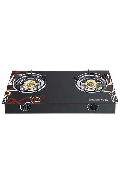 REFURA Rivora Tempered Glass Gas Stove with Two Burners and Safety Feature
