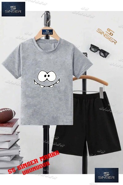 SS SİNSER Children's Unisex “Disli 4Lu Goz Surat“ Special Printed Crew Neck T...