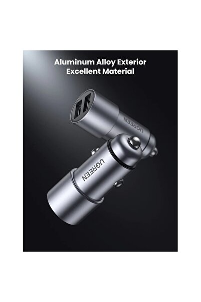 Gear Car Charger 2xUSB-A, Fit, 24W, 4.8A, A76, Alumix, Metal Gray
