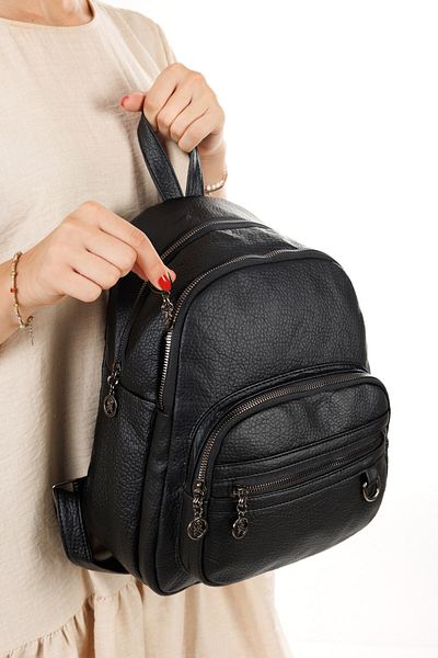 Newish Polo Rucsac și umăr din piele pentru femei cu curea reglabilă - negru