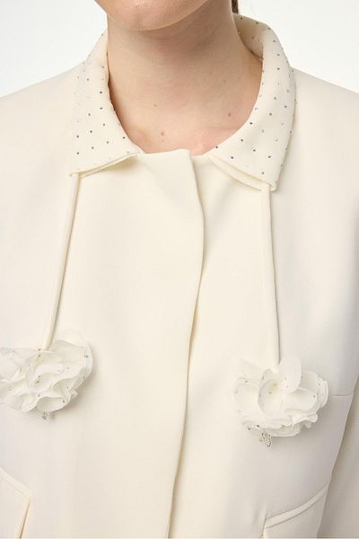 Zühre Accessory Detailed Ecru Double Suit Tk-1633