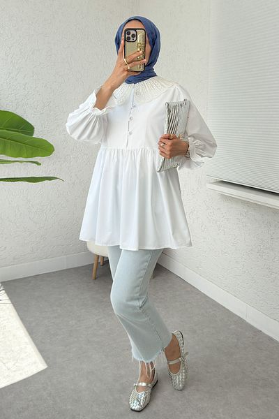 Salih Çelebi Baby Collar Tunic 23451 - ΛΕΥΚΟ