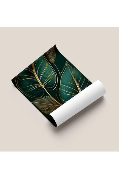 Rosaart Frameless Poster, Digital Print, Abstract Painting, Green Leaf