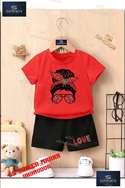 SS SİNSER تي شيرت للأطفال للجنسين "GOZLUKLU GRIL RED LEOPARD PATTERN" مطبوع ح...