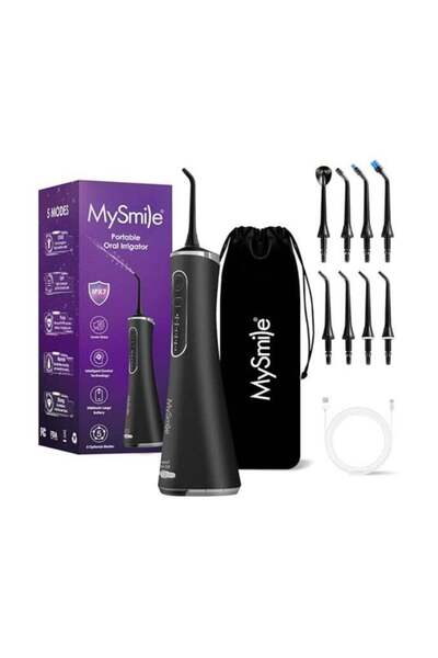 mysmile جهاز تنظيف الأسنان بالماء اللاسلكي المتطور مع 5 أوضاع تنظيف وخيط أسنا...