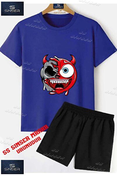 SS SİNSER Kids Unisex “Smile One Eye Red Horn“ Custom Printed Crew Neck T-Shi...