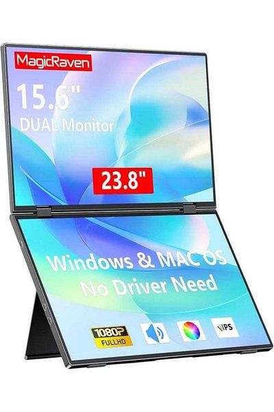 Generic شاشة MAGICRAVEN المحمولة المزدوجة، شاشة كمبيوتر USB C، شاشة ألعاب