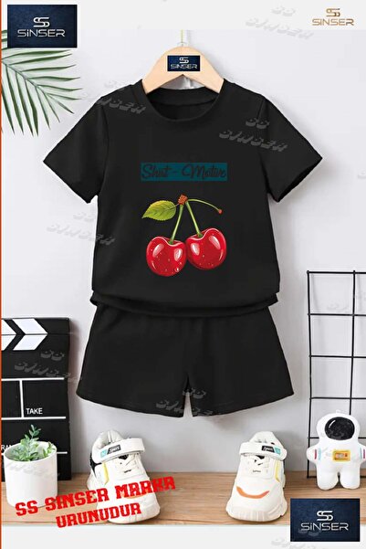 SS SİNSER تي شيرت للأطفال للجنسين "KIRAZ SHIRT MOTIVE WRITTEN" برقبة دائرية م...