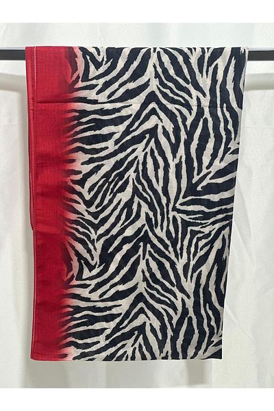 Shawl Passion Zebra Pattern Cotton Poly Shawl Red
