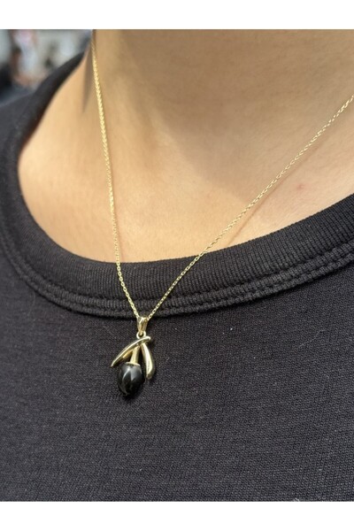 Has Kuyumcum 14 Ayar Altın Siyah Zeytin Kolye