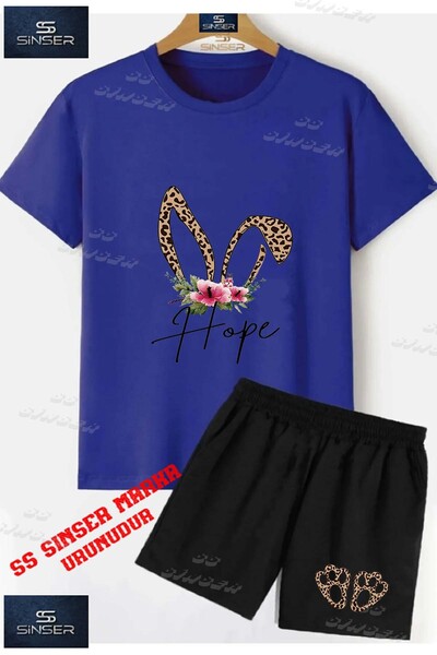 SS SİNSER Children's Unisex “Bunny Ear Flower Leopard“ Custom Printed Crew Ne...