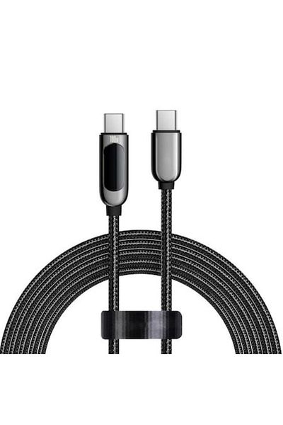 Gear Cablu de alimentare de date de la tip C la tip C 100 W, Turbo, încărcare rapidă, 1 m, PVC, culoare închisă intensă