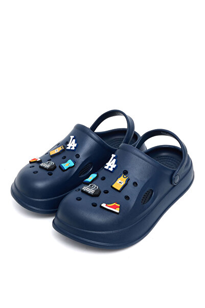R&B Navy Blue Men's Jibbitz Slingback Clogs