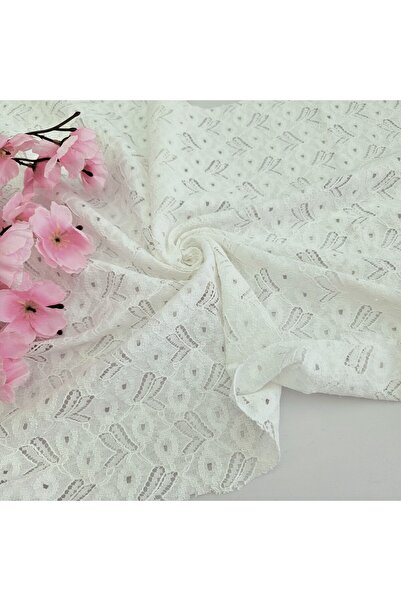 Kaf Kumaş Ekru Brode (Nakışlı) Fisto Kumaş | %75 Pamuk %25 Polyester | Desen 1