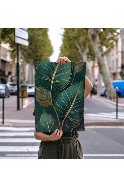 Rosaart Frameless Poster, Digital Print, Abstract Painting, Green Leaf