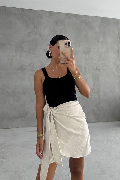 Seda Yalçın Atelier Natural Side Tie City Size Skirt