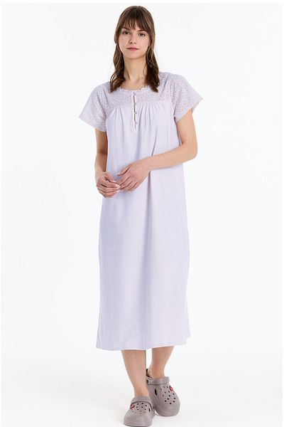 Kyron Women's 100% Cotton Nightgown / Fisto and Garnil Detail / Different Color Options