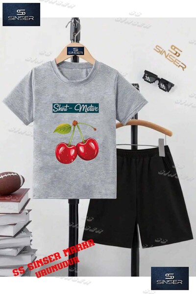 SS SİNSER تي شيرت للأطفال للجنسين "KIRAZ SHIRT MOTIVE WRITTEN" برقبة دائرية م...