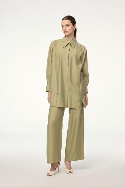 Zühre Shirt Collar Green Double Suit Tk-1532