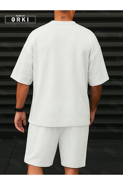 EFFRENATU Orki Trust Issue – Oversize Men's Streetwear White T-Shirt & White Shorts Set