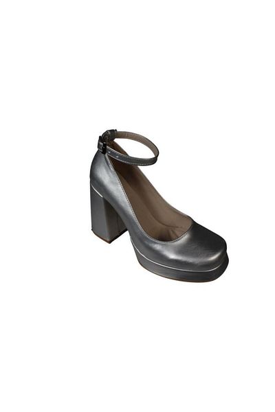 Yaz Kış Ayakkabı Yazkiş Women Silver 10cm Thick Heel 2cm Platform Heel Ankle Strap Plarform Heel Shoes
