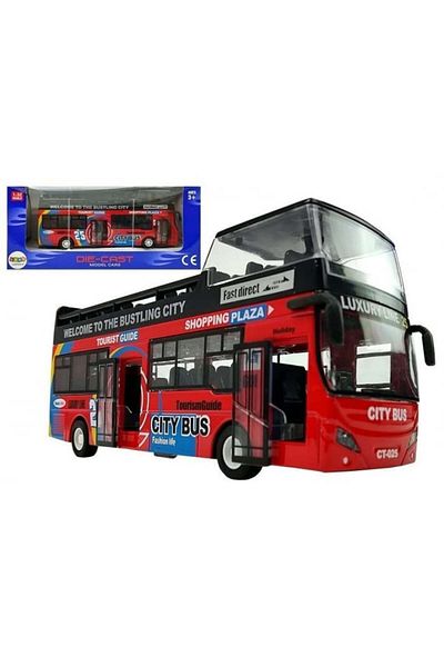 REBELS Tourist Bus with Two Stories, Opening Doors, Red
