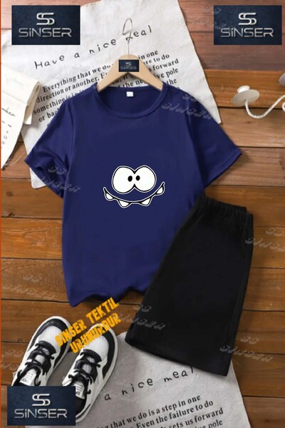 SS SİNSER Children's Unisex “Disli 4Lu Goz Surat“ Special Printed Crew Neck T...