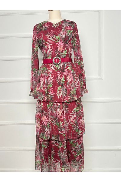 RACE FASHİON rochie din sifon cu centura cu trei straturi