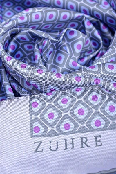 Zühre Patterned Polyester Twill Scarf 0077 V11