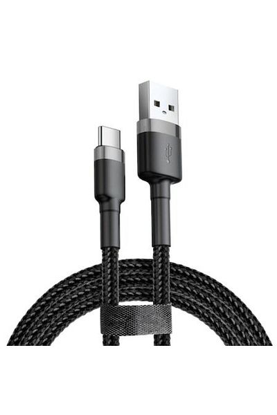 Gear Cablu de alimentare de date USB la tip C, Protect, 2A, 2m, P58, Alumix, Gri închis intens