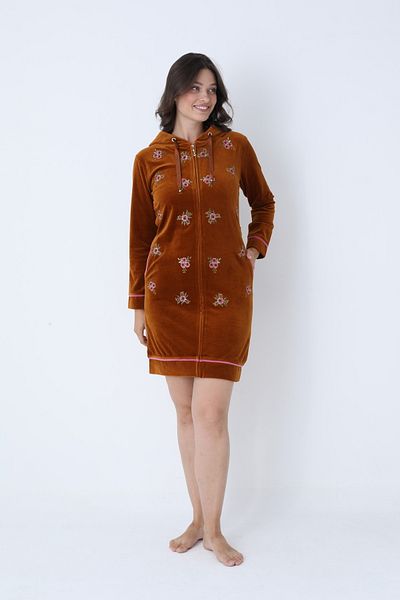 ROMEO LİFE Women's Cotton Hooded Velvet Winter Dress 3227