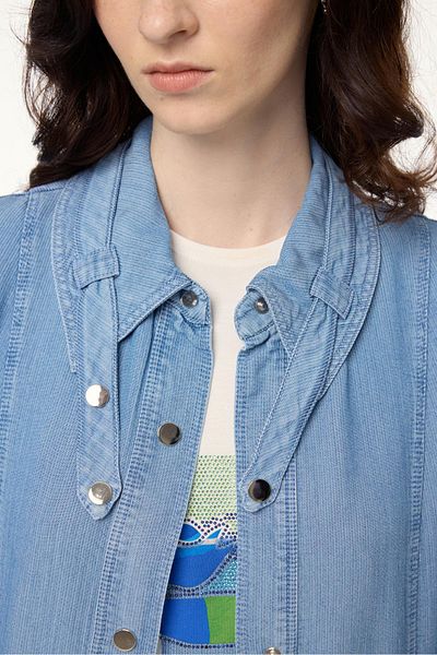 Zühre Patterned Denim Double Suit Tk-0966