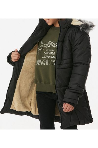 İrem Çocuk Giyim Girl's Black Inflatable Coat with Removable Hood