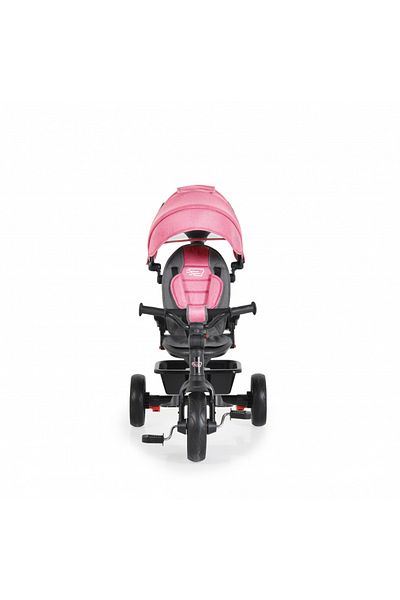 byox Quick Pink children's tricycle with EVA wheels, reversible seat and adjustable backrest, pen holder