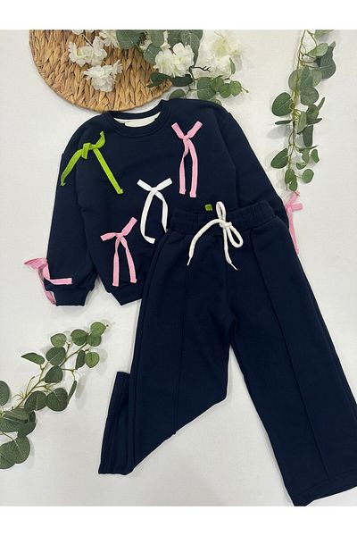 chibuumbabykids Girl's Colorful Bow Detail Tracksuit Set