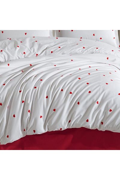 Pucioasa Double bed linen made of 100% cotton with red hearts, Prema