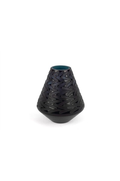 Mikasa Moor Dark Blue Frosted Glass Vase 21X26Cm