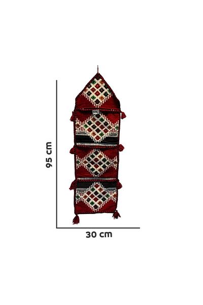 turkish Red Wall Organizer with 3 Pockets