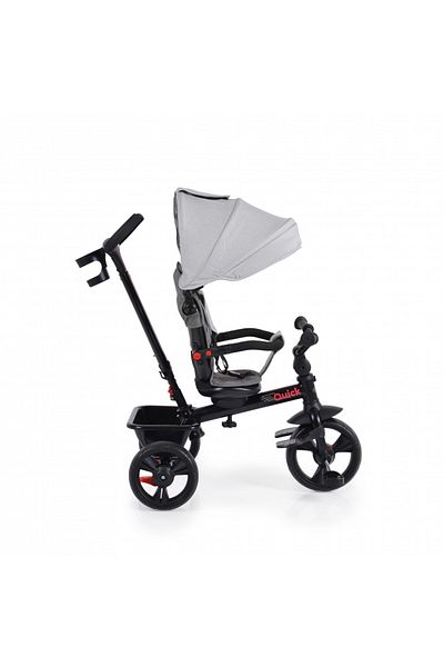byox Tricicleta pentru copii Quick Gri cu roti EVA si sezut reversibil, spatar inalt,pliabil, sistem