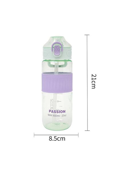 B4U Kids water bottle, pop-up flip-top lid with straw, silicone grip, green, 650 ml XBD-6052