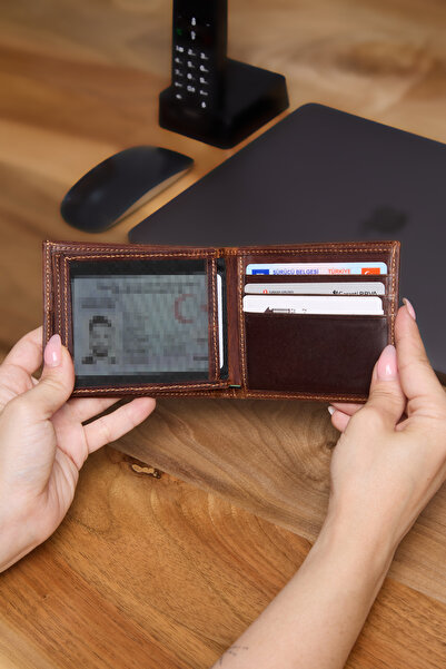 Milian's Ανδρικό πορτοφόλι 3786 από γνήσιο δέρμα με οριζόντια θήκη για πολλές κάρτες