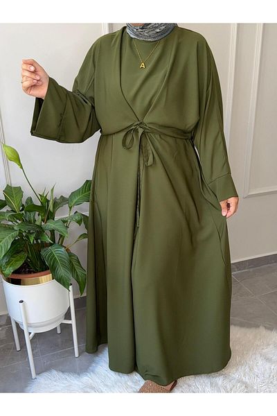 afife Tested Dress Medina Silk Fadi̇me Model Abaya Sleeve Large Size Waist Lace Dress