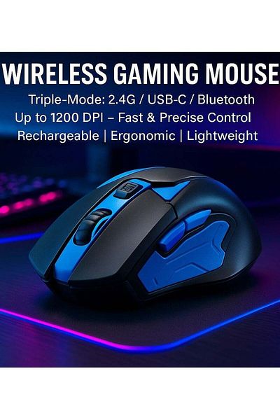 Jite Wireless Gaming Mouse, Tripe-Mode 2.4G/USB-C/Bluetooth Mouse Up to 1200dpi