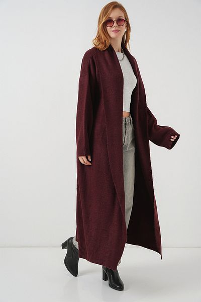 Bigdart Women's Long Oversize Knitwear Cardigan 15924 - Claret Red